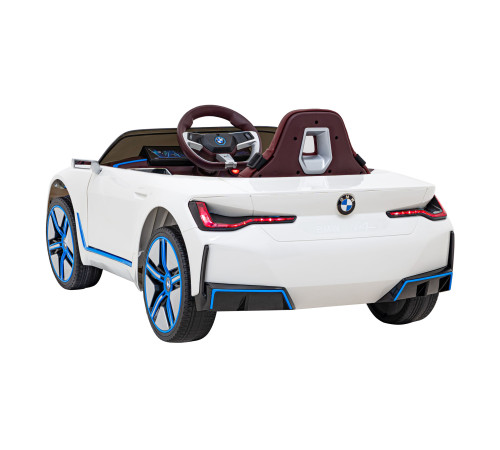 Дитячий автомобіль BMW i4 на акумуляторі Білий + Повільний старт + EVA + Екошкіра + Audio LED + Пульт