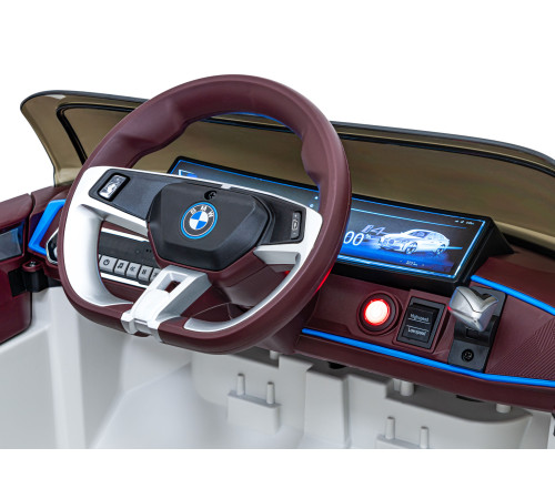 Дитячий автомобіль BMW i4 на акумуляторі Білий + Повільний старт + EVA + Екошкіра + Audio LED + Пульт