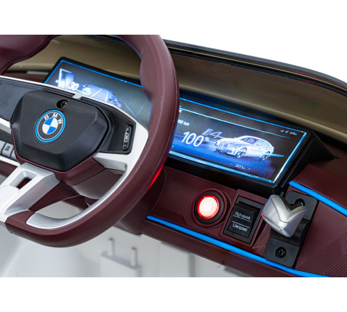Дитячий автомобіль BMW i4 на акумуляторі Білий + Повільний старт + EVA + Екошкіра + Audio LED + Пульт