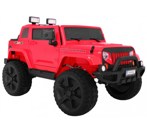 Дитяча акумуляторна машина Mighty Jeep Red + 2 місця + привід 4х4 + 2 багажника