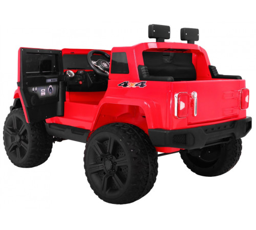 Дитяча акумуляторна машина Mighty Jeep Red + 2 місця + привід 4х4 + 2 багажника