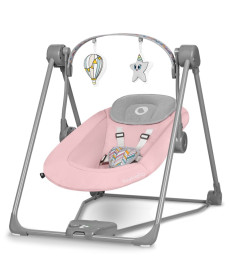 Крісло-гойдалка Lionelo OTTO PINK BABY 69 х 54 х 77 см - рожево-сіра