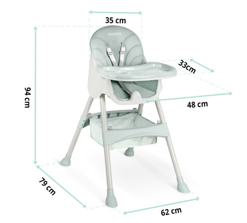 Стільчик для годування зі столиком Ricokids Milo 79 х 62 х 94 см - зелено-білий Стільчик для годування зі столиком Ricokids Milo 79 х 62 х 94 см - зелено-білий