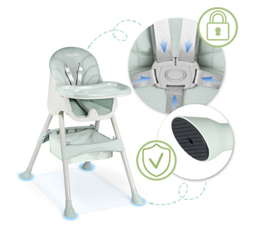 Стільчик для годування зі столиком Ricokids Milo 79 х 62 х 94 см - зелено-білий Стільчик для годування зі столиком Ricokids Milo 79 х 62 х 94 см - зелено-білий