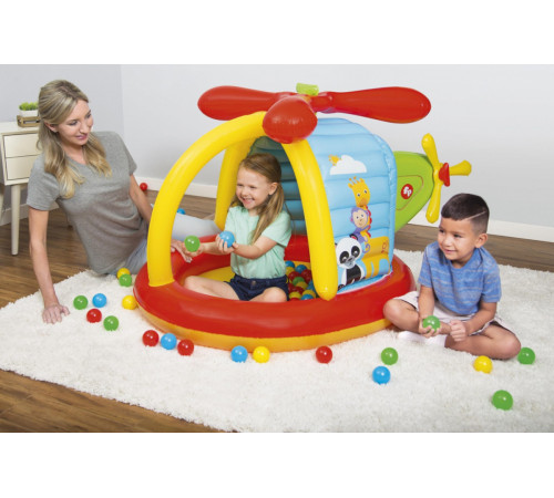 Дитячий надувний манеж Fisher-Price BESTWAY Гелікоптер 155х102х91см + м'ячі