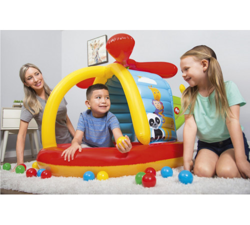 Дитячий надувний манеж Fisher-Price BESTWAY Гелікоптер 155х102х91см + м'ячі