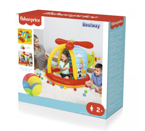 Дитячий надувний манеж Fisher-Price BESTWAY Гелікоптер 155х102х91см + м'ячі