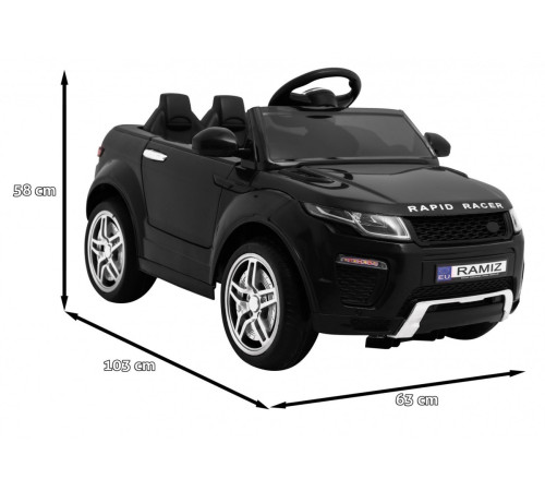 Дитячий електромобіль Rapid Racer Black + Пульт + Вільний старт + EVA + MP3 LED