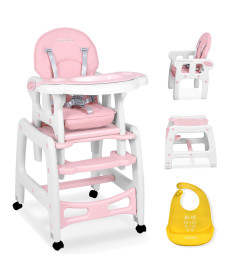 Стільчик для годування 5-в-1 Ricokids Sinco 57,5 х 104 см - рожево-білий