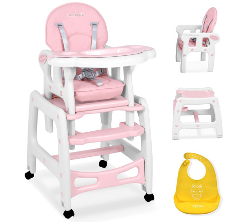 Стільчик для годування 5-в-1 Ricokids Sinco 57,5 х 104 см - рожево-білий
