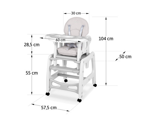 Стільчик для годування 5-в-1 Ricokids Sinco сірий