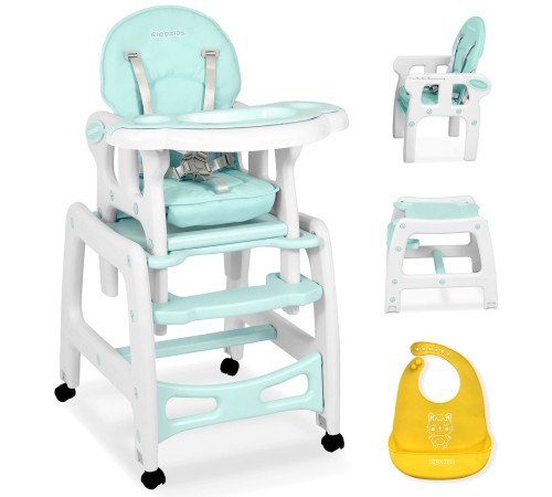 Стільчик для годування 5-в-1 Ricokids Sinco 57,5 х 104 см - бірюзово-білий