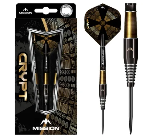 Дротики для дартсу Crypt Black & Gold PVD M2 90% Steel – 3-шт