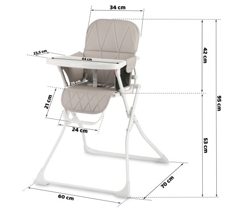 Стільчик для годування Ricokids Nuco 70 х 60 х 95 см - бежево-білий