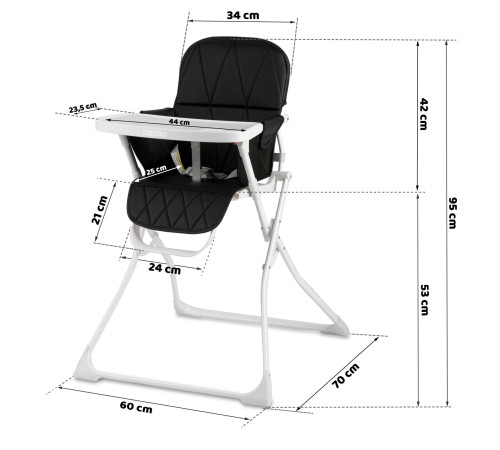 Стільчик для годування Ricokids Nuco 70 х 60 х 95 см - чорно-білий