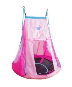 Гойдалка-гніздо з наметом Hudora 72153 Nest Swing Heart 110 см - рожева
