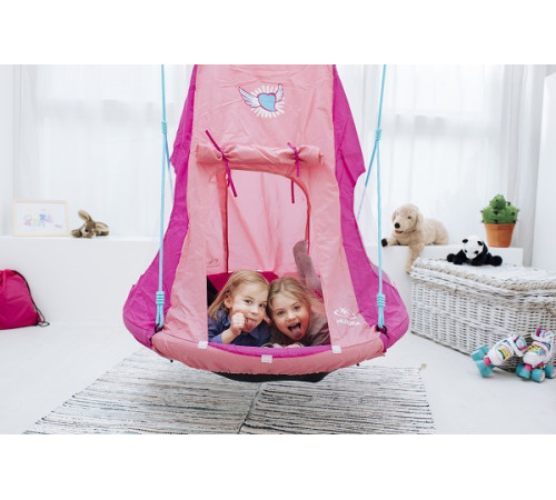 Гойдалка-гніздо з наметом Hudora 72153 Nest Swing Heart 110 см - рожева Гойдалка-гніздо з наметом Hudora 72153 Nest Swing Heart 110 см - рожева