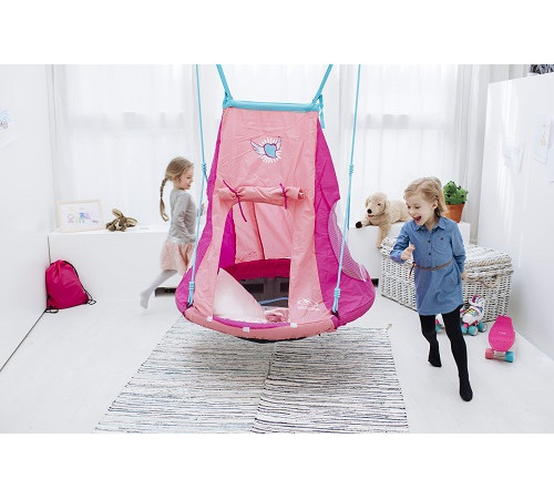 Гойдалка-гніздо з наметом Hudora 72153 Nest Swing Heart 110 см - рожева Гойдалка-гніздо з наметом Hudora 72153 Nest Swing Heart 110 см - рожева