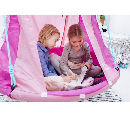 Гойдалка-гніздо з наметом Hudora 72153 Nest Swing Heart 110 см - рожева Гойдалка-гніздо з наметом Hudora 72153 Nest Swing Heart 110 см - рожева