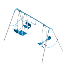 Гойдалка п'ятимісна Triple Swing, 294 х 166 х 200 см - синьо-сіра