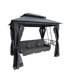 Гойдалка садова Bonro B-002 з навісом, подушками та москітною сіткою, сіра