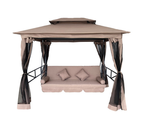 Гойдалка садова Bonro B-002 з москітною сіткою, 233 х 164 х 240 см - коричнева