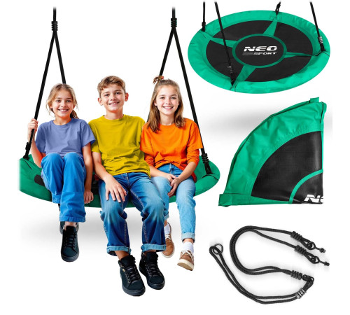 Гойдалка-гніздо Neo-Sport Swingo 110 см, чорно-зелена