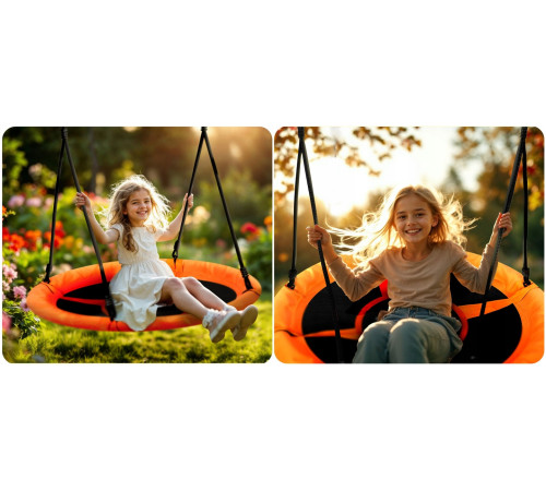 Гойдалка-гніздо Neo-Sport Swingo 100 см, чорно-помаранчева