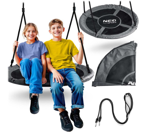 Гойдалка Neo-Sport Swingo Гніздо лелеки 100 см, чорно-сіра