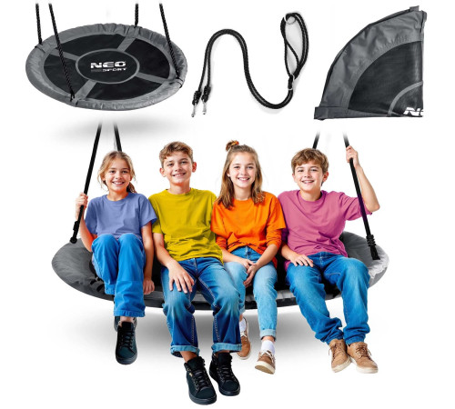 Гойдалка Neo-Sport Swingo Гніздо лелеки 120 см, чорно-сіра