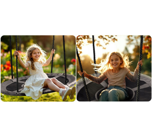 Гойдалка Neo-Sport Swingo Гніздо лелеки 120 см, чорно-сіра