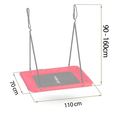 Huśtawka bocianie gniazdo prostokątna Neo-Sport Swingo 110 x 70 cm