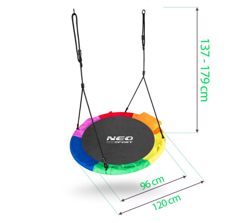Huśtawka bocianie gniazdo Swingo XXL wielokolorowa 120 cm