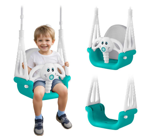 Гойдалка 3-в-1 Слоник Ricokids, 130 х 162 см - бірюзово-біла Гойдалка 3-в-1 Слоник Ricokids, 130 х 162 см - бірюзово-біла