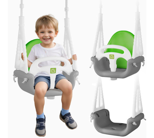 Гойдалка одномісна 3-в-1 Ricokids 130 х 162 см - сіро-зелена