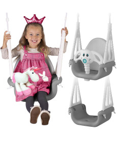 Гойдалка 3-в-1 Слоник Ricokids, 130 х 162 см - сіро-біла