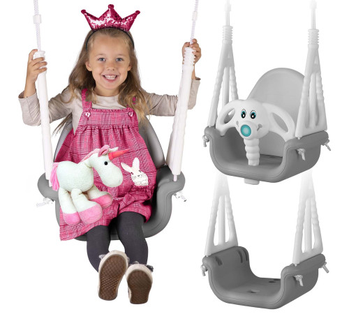 Гойдалка 3-в-1 Слоник Ricokids, 130 х 162 см - сіро-біла Гойдалка 3-в-1 Слоник Ricokids, 130 х 162 см - сіро-біла