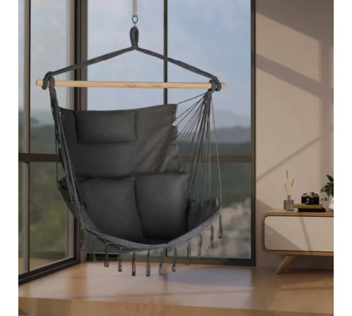 Бразильське крісло-гамак Outtec Boho Sois XXL, графітовий Бразильське крісло-гамак Outtec Boho Sois XXL, графітовий