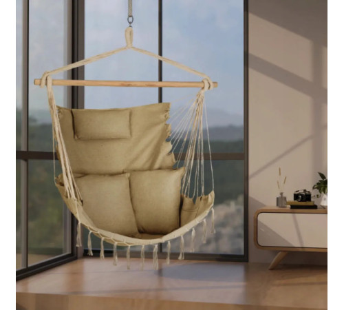 Бразильське крісло-гамак Outtec Boho Sois XXL, бежевий Бразильське крісло-гамак Outtec Boho Sois XXL, бежевий