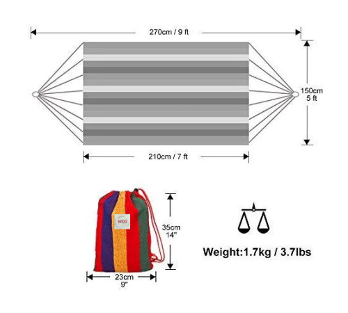 Двомісний гамак Mexico XXL Кольоровий 200х150 WCG