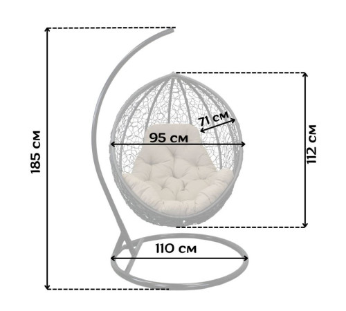 Крісло‑кокон підвісне GreenGard Графіт, зелене