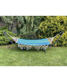 Гамак двомісний з каркасом WCG BALI 200 х 150 см синьо-зелений