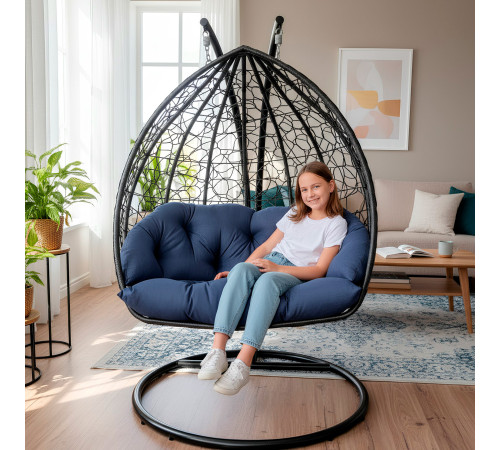 Крісло‑кокон підвісне GreenGard Графіт, синє