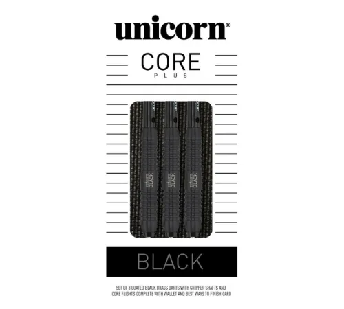 Дротики для дартсу Unicorn Core Plus Black Brass Soft S2 – 3-Pack