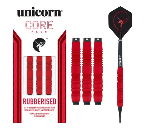 Дротики для дартсу Unicorn Core Plus Rubberized Brass Red – 3-Pack