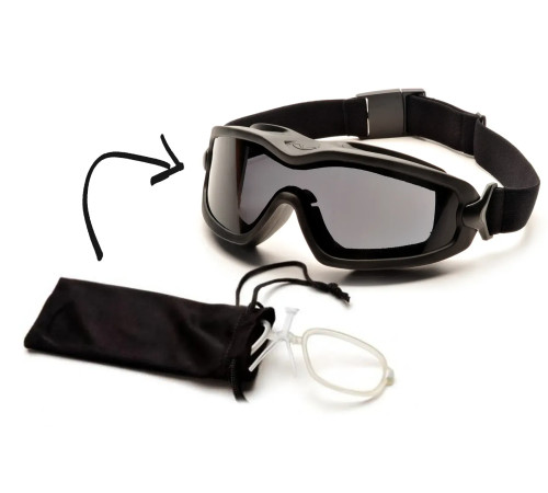 Окуляри захисні з ущільнювачем Pyramex V2G-XP + RX Anti-Fog, cірі з діоптрійною вставкою Окуляри захисні з ущільнювачем Pyramex V2G-XP + RX Anti-Fog, cірі з діоптрійною вставкою