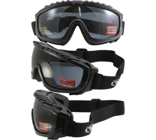 Окуляри захисні з ущільнювачем Global Vision Ballistech-1 (smoke) Anti-Fog, чорні