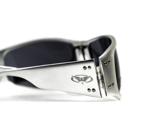 Окуляри захисні в металевій оправі Global Vision Bad-Ass-2 Silver (gray), сірі