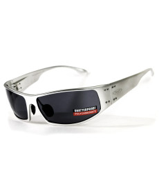 Окуляри захисні в металевій оправі Global Vision Bad-Ass-2 Silver (gray), сірі