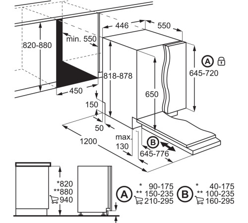 Посудомийна машина вбудована ELECTROLUX EEA71210L